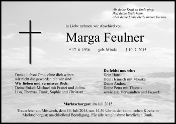 Anzeige von Marga Feulner von MGO