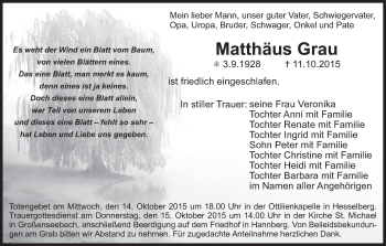 Anzeige von Matthäus Grau von MGO