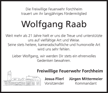 Anzeige von Wolfgang Raab von MGO