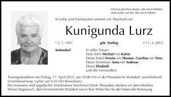 Anzeige von Kunigunda Lurz von MGO