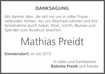 Anzeige von Mathias Preidt von MGO