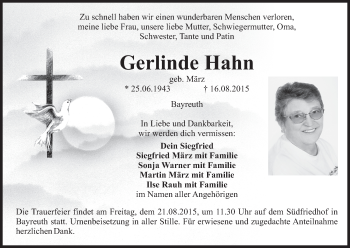 Anzeige von Gerlinde Hahn von MGO