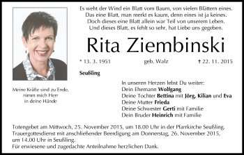 Anzeige von Rita Ziembinski von MGO