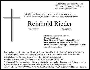 Anzeige von Reinhold Rieder von MGO