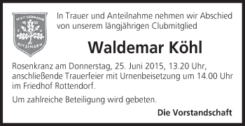 Anzeige von Waldemar Köhl von MGO