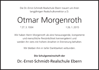 Anzeige von Otmar Morgenroth von MGO