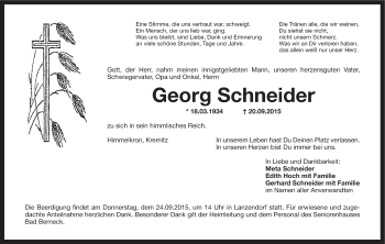 Anzeige von Georg Schneider von MGO