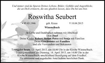 Anzeige von Roswitha Seubert von MGO