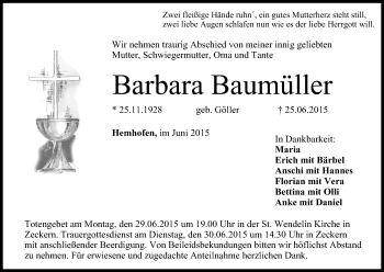 Anzeige von Barbara Baumüller von MGO