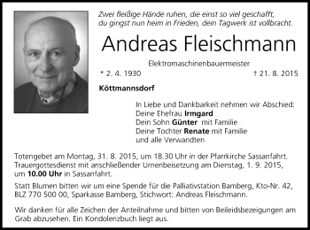 Anzeige von Andreas Fleischmann von MGO