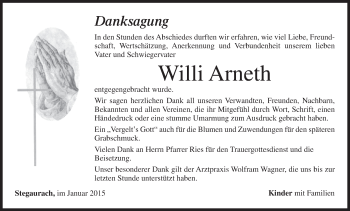 Anzeige von Willi Arneth von MGO