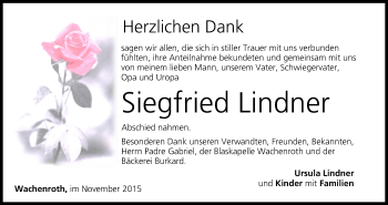 Anzeige von Siegfried Lindner von MGO