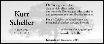 Anzeige von Kurt Scheller von MGO