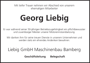 Anzeige von Georg Liebig von MGO