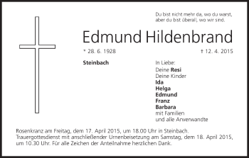 Anzeige von Edmund Hildenbrand von MGO