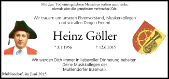 Anzeige von Heinz Göller von MGO