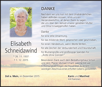 Anzeige von Elisabeth Schneidawind von MGO