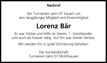 Anzeige von Lorenz Bär von MGO