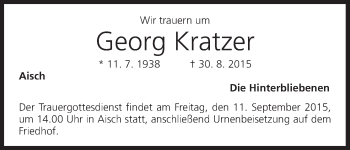 Anzeige von Georg Kratzer von MGO