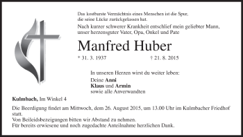 Anzeige von Manfred Huber von MGO