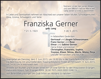 Anzeige von Franziska Gerner von MGO