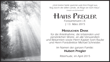 Anzeige von Hans Pregler von MGO