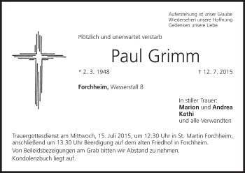 Anzeige von Paul Grimm von MGO