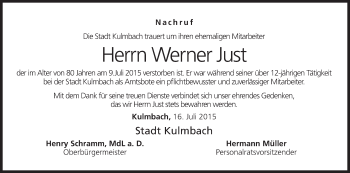 Anzeige von Werner Just von MGO