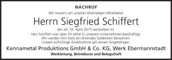 Anzeige von Siegfried Schiffert von MGO
