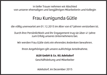 Anzeige von Kunigunda Gütle von MGO