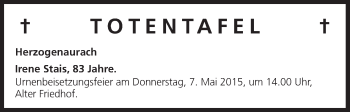 Anzeige von Totentafel 05.05.2015 von MGO