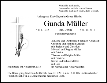 Anzeige von Gunda Müller von MGO