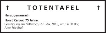 Anzeige von Totentafel 26.05.2015 von MGO