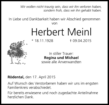 Anzeige von Herbert Meinl von MGO