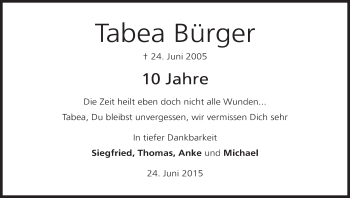 Anzeige von Tabea Bürger von MGO