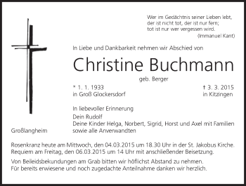 Anzeige von Christine Buchmann von MGO