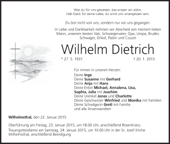 Anzeige von Wilhelm Dietrich von MGO