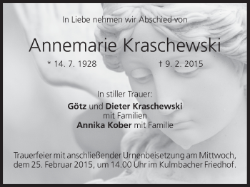 Anzeige von Annemarie Kraschewski von MGO