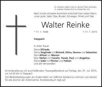 Anzeige von Walter Reinke von MGO