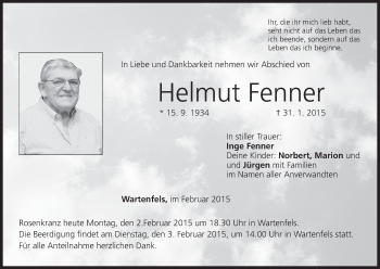 Anzeige von Helmut Fenner von MGO