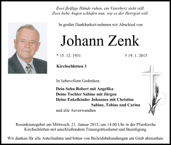Anzeige von Johann Zenk von MGO