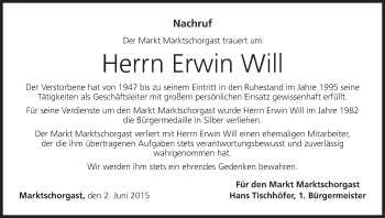Anzeige von Erwin Will von MGO