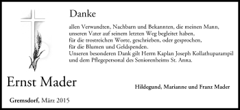 Anzeige von Ernst Mader von MGO