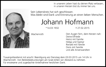 Anzeige von Johann Hofmann von MGO