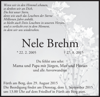 Anzeige von Nele Brehm von MGO