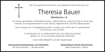 Anzeige von Theresia Bauer von MGO