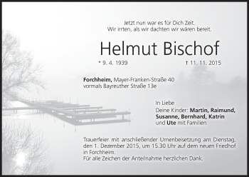 Anzeige von Helmut Bischof von MGO