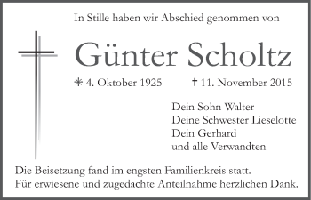 Anzeige von Günter Scholtz von MGO