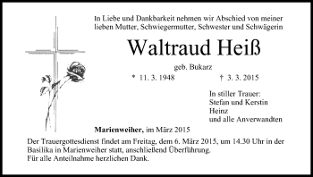 Anzeige von Waltraud Heiß von MGO