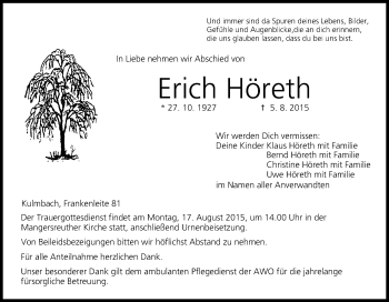 Anzeige von Erich Höreth von MGO
